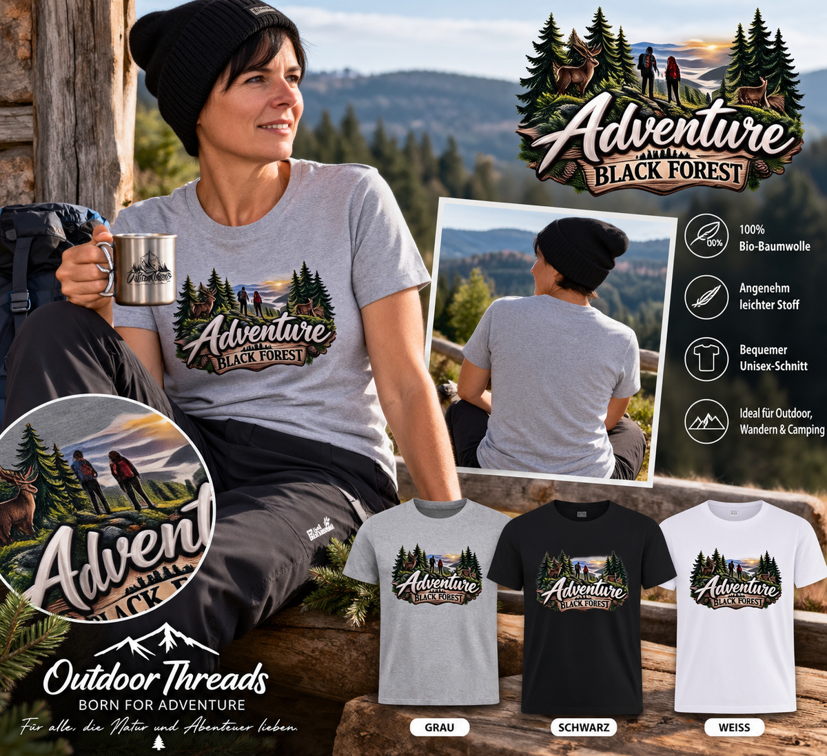 Adventure Black Forest - Premium Organic Unisex T-Shirt