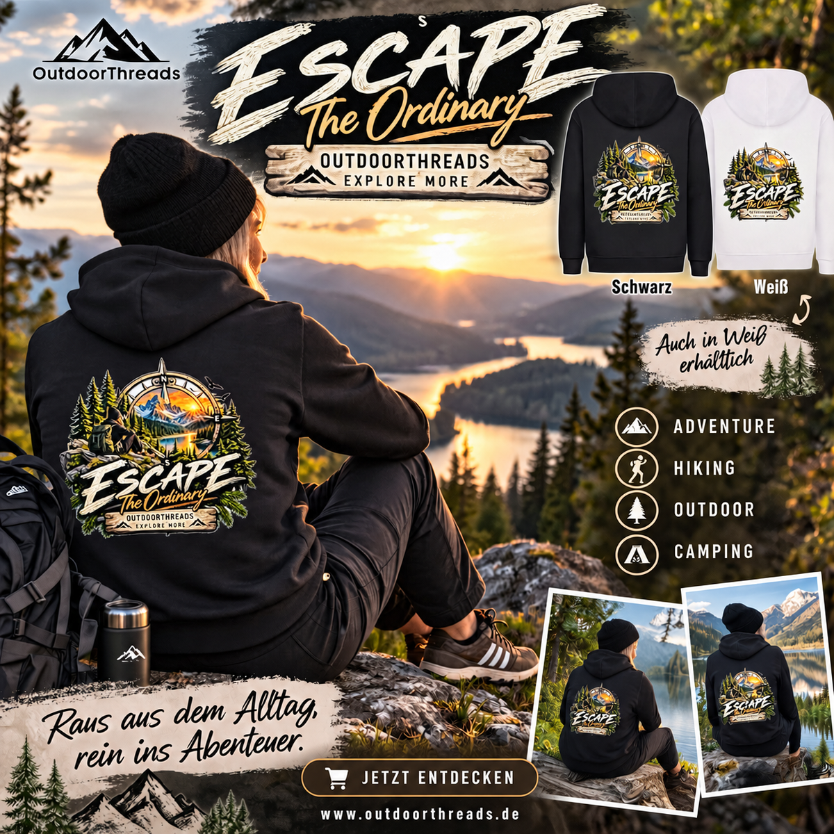 Escape The Ordinary - Premium Outdoor Hoodie