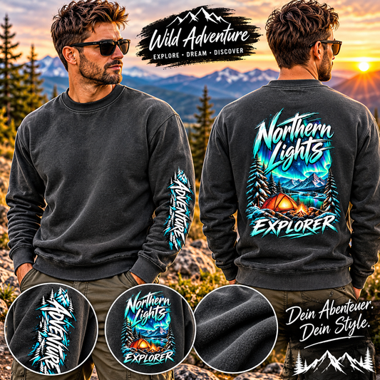 Northern Lights Explorer - Sweatshirt - Mit Ärmeldruck